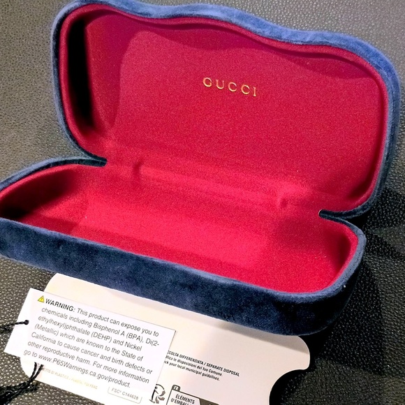 (Jumbo) New Gucci Sunglasses Royal Blue Velvet Clamshell Case, Pouch & Cloth - Picture 1 of 12